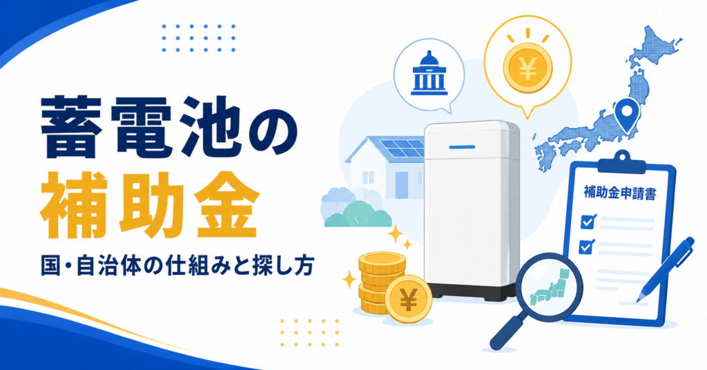蓄電池の補助金【2026】国・都道府県・市区町村の仕組みと探し方